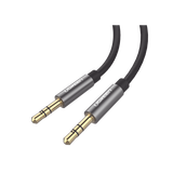 Cable Auxiliar 2 Metros / Conector 3.5mm a 3.5mm / Macho a Macho / Cubierta de TPE / Carcasa de Aluminio / Color Negro