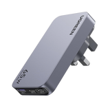 Cargador Rápido GaN 65W UGREEN / 2 Puertos USB-C + 1 Puerto USB-A / Tecnología GaN / Carga Rápida PPS PD 3.0 QC 4.0 / Compatibilidad Universal 100-240V / Diseño Compacto