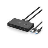 Conmutador USB para Compartir 4 Puertos USB 3.0 a 2 PC Ìs | Cambio Mediante Botón | Incluye Dos Cables USB de 1.5 m | ABS | Permite que 2 Usuarios Compartan 4 Dispositivos Periféricos USB3.0, como un