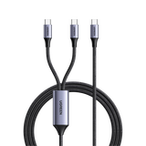 Cable USB-C a Y (USB-C & USB-C) | 1.5 Metros | Carga Rápida de hasta 100W | PD3.0 | QC4.0/3.0/2.0 | FPC | AFC | Protección Integrada| Caja de Aluminio | Nylon Trenzado | Amplia Compatibilidad | Color