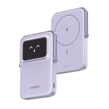 Power Bank Inalambrico | 5000mAh | 7.5W | Con Emojis de Estado | Carga Rápida USB-C Bidireccional | Pantalla TFT Inteligente | 13 niveles de Proteccion | Con Holder | Color Purple.