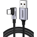 Cable USB-A a USB-C | 2 Metros (6.56 Pies) | Conector con Ángulo Recto de 90° | Carga Rápida de hasta 60W | 480 Mbps | PD3.0 | QC /3.0/2.0 | FPC | AFC | Protección Integrada | Caja de Aluminio | Nylon
