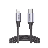 Cable USB-C a Lightning | 1 Metro (3.28 Pies) | Certificado MFi | Carga Rápida 60W | 480 Mbps | Conector C94 | Adecuado para iPhone, iPad y iPod | Protección Integrada | Caja de Aluminio | Nylon Trenz