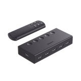 Conmutador HDMI 5X1 | 4K@60Hz | HDMI 2.0, 1.4 | HDCP 2.2, 1.4 | VRR | Dynamic HDR | 3D | CEC | EDID | IR 10 Metros (32.81 Pies) | 18Gbps | Cambio Manual y por Control Remoto | Incluye Cable de Aliment