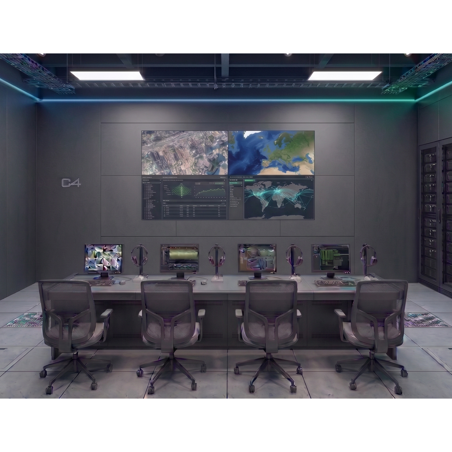 Kit Videowall 2x2 / 4 Pantallas 55" Full HD / Decodificador 16CH 4K / Montaje de Pared / Hikvision