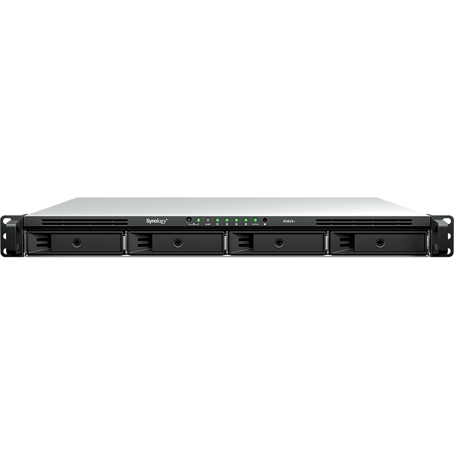 NAS Rackmount 4 Bahías / 1U 44 mm (1.73 in) / AMD Ryzen V1500B 4 Núcleos 2.2 GHz / 4GB DDR4 ECC SODIMM / 4x 1GbE RJ45 / PCIe 3.0 x8 / Escalable a 8 Bahías con RX426 / DSM / Storage Tiering