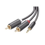 Cable Adaptador de 3.5mm Macho a 2 RCA Macho / 3 Metros (9.84 Pies) / Color Gris / Blindaje Múltiple / ABS / Alta Calidad