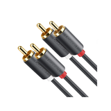 Cable de Audio 2 RCA Macho a 2 RCA Macho / 3 Metros (9.84 Pies) / Color Negro / Alta Calidad / Anillos de Goma para Asegurar un Agarre Firme al Instalar o Quitar el Cable
