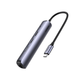 HUB USB-C (Docking Station) 5 en 1 | Ultra Delgado | 2 USB-A 3.1 a (5 Gbps) | HDMI 4K@60Hz | RJ45 (Gigabit Ethernet) | USB-C PD Carga Rápida 100W | Soporta OTG | Chips Inteligentes | Pequeño y Ligero 