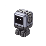 Cargador RobotGaN de 65W Serie UNO | 3 Puertos de Carga Rápida | 2 USB-C | 1 USB-A | PD 3.0 | QC 4.0 | Carga Inteligente | Tecnología GaN II | Zapato Magnético Extraíble | Carcasa Ignífuga | Pantalla 