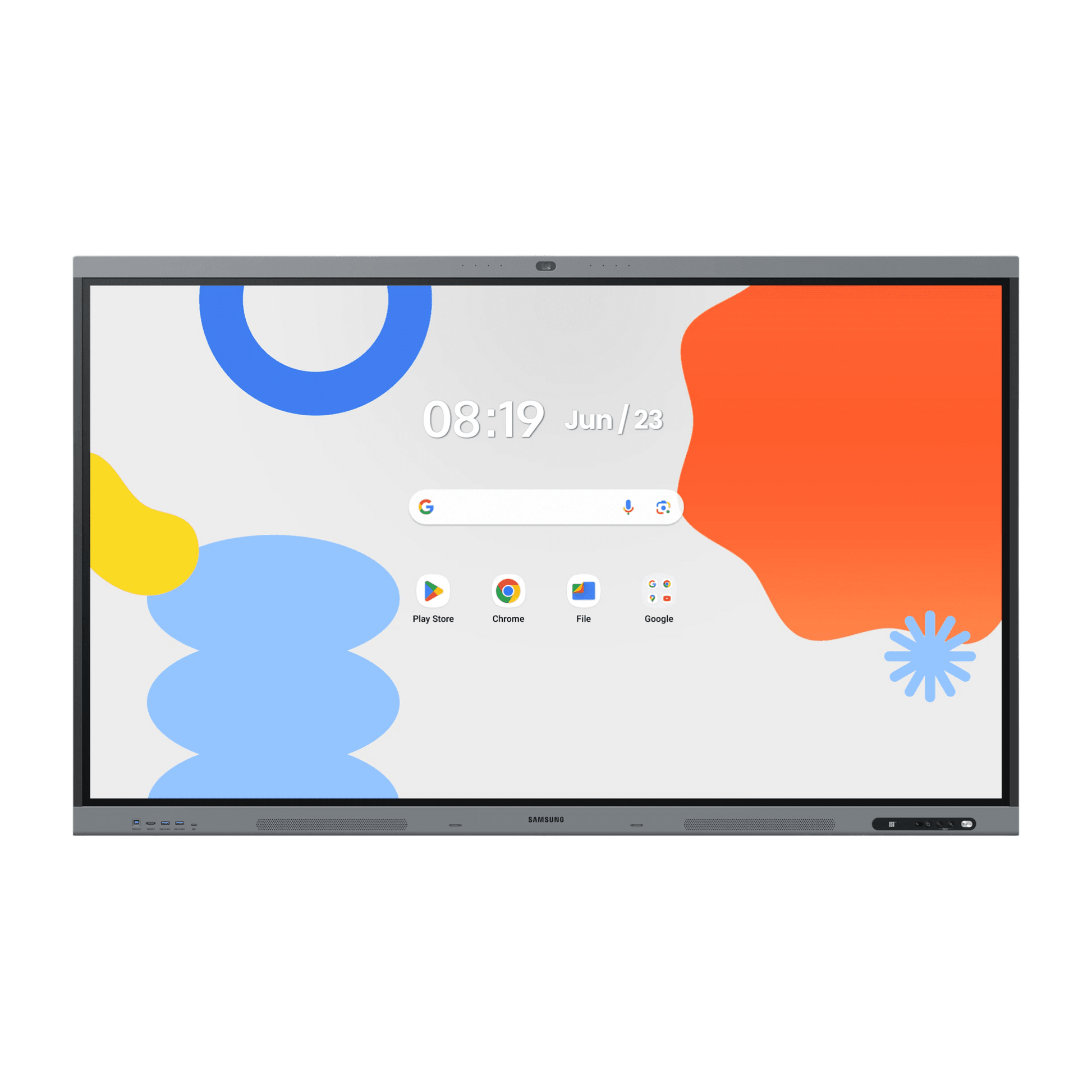 Pantalla Interactiva WAFX-P Series / 86" 4K UHD 3840x2160 / Android 15 EDLA Certified / Octa-core CPU / 48MP Camera / 8-Mic Array 10m / Dual 20W Speakers + Woofer / 50-Point IR Touch / Wi-Fi 6 / Bluetooth 5.0 / OPS Slot