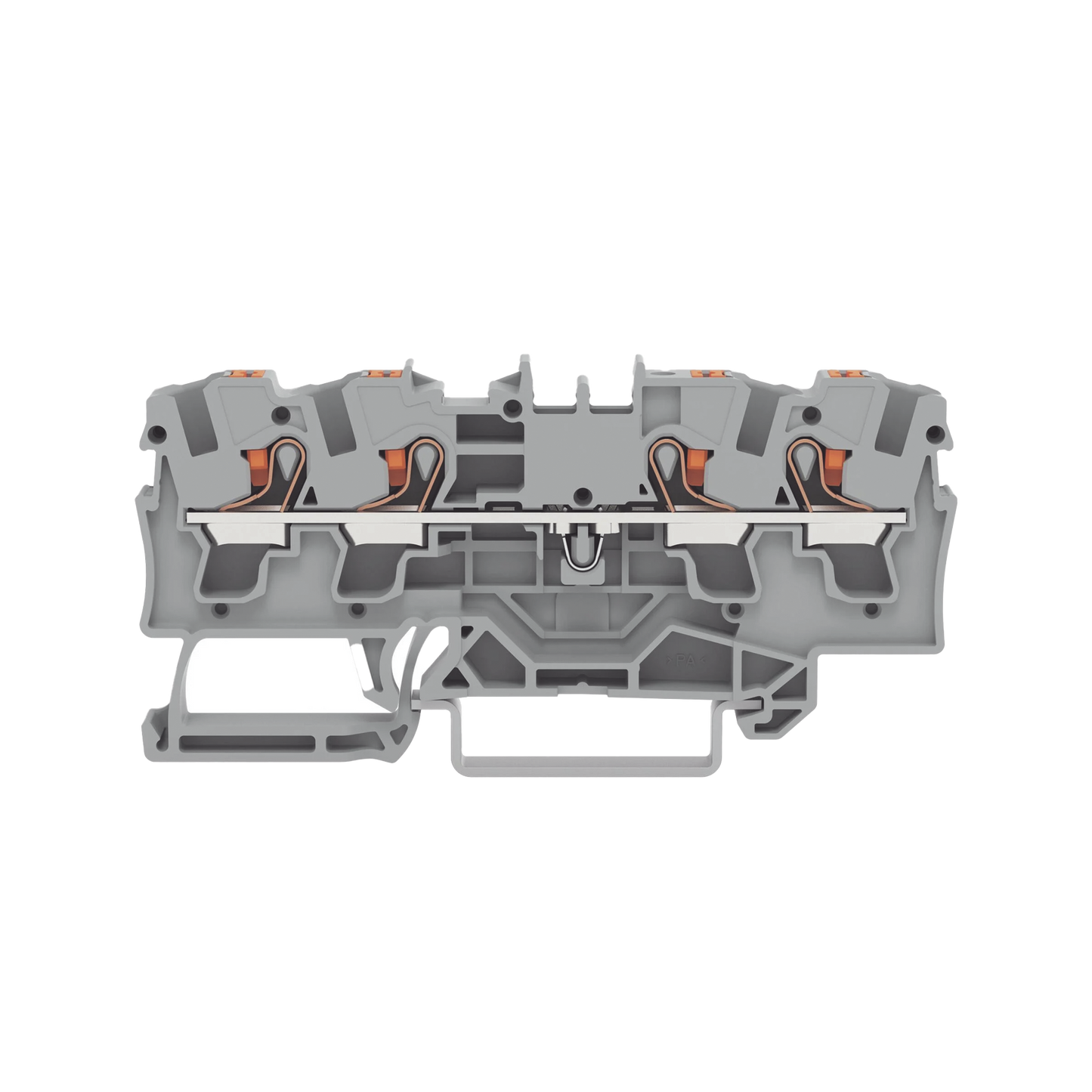 Borna de Paso / 4 Conductores / Push-in CAGE CLAMP® / 4 mm² / 32 A / 800 V / Carril DIN / ATEX IECEx / Prueba Ø4 mm