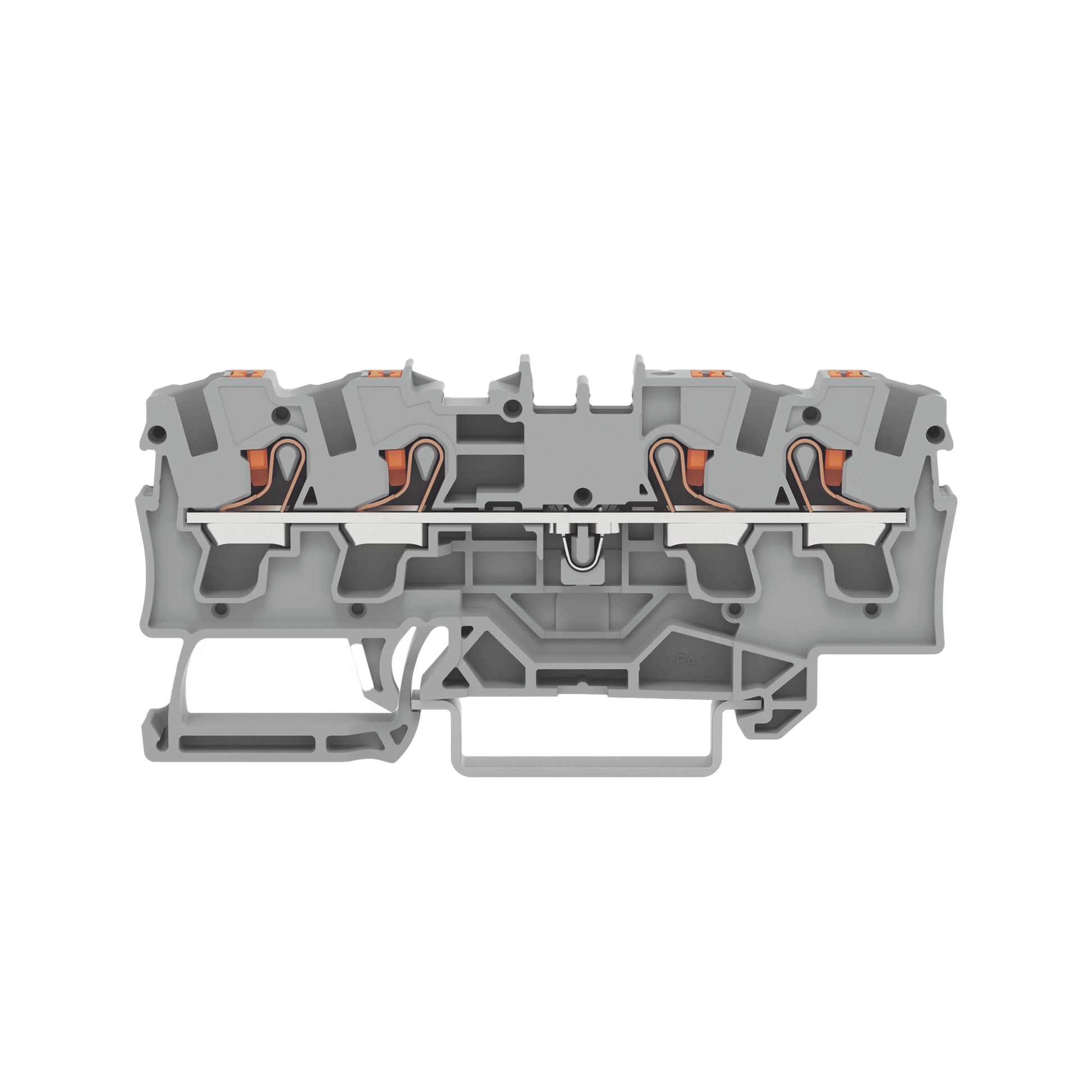 Borna de Paso / 4 Conductores / Push-in CAGE CLAMP® / 4 mm² / 32 A / 800 V / Carril DIN / ATEX IECEx / Prueba Ø4 mm