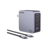 Cargador Rápido GaN / 160W Máximo / 3 USB-C + 1 USB-A / PD3.1 140W / PPS / UFCS / QC5 / Protecciones Múltiples / PC 94-V0