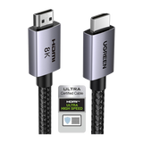 Cable HDMI 2.1 de 8K@60Hz | 2 Metros (6.56 Pies) | 48Gbps | HDR10+ | 3D Inversivo | eARC | Dolby ATMOS | VVR | QMS | QFT | ALLM | 3 Modos de Visualización | Certificado HDMI 8K | Niquelado | Nylon Tre