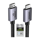 Cable HDMI 2.1 de 8K@60Hz | 3 metros | 48Gbps | HDR10+ | 3D Inversivo| eARC | Dolby ATMOS | VVR | QMS | QFT | ALLM | 3 modos de Visualización | Certificado HDMI 8K | Niquelado | Nylon Trenzado | Carca