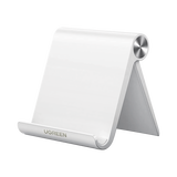 Soporte de Escritorio para Telefono Celular / Ajustable de 0° a 100° / Goma Antiarañazos / Antideslizante / Amplia Compatibilidad con dispositivos de 4'' a 7.9'' / Plegable / ABS / Color Blanco