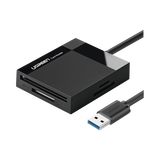 Lector de Tarjetas USB-A 3.0 a CompactFlash (CF)/ MemoryStick (MS)/ TransFlash (TF)/ SecureDigital (SD) | 4 en 1 | 5Gbps | Hasta 2TB | Soporta Windows/Mac OS/Linux/Android | Lectura de tarjetas simult