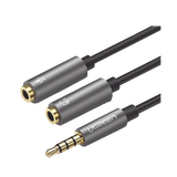 Cable Divisor en Y / De 3.5 mm Macho a Dos Salidas de 3.5 mm Hembra / CTIA, TRS / Núcleo de Cobre / TPE / Longitud 20 cm / Ideal para Separar el Micrófono de los Auriculares