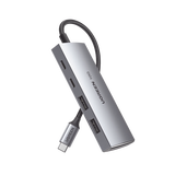 HUB USB-C 3.2 4 en 1 | 2 Puertos USB-C 3.2 (10 Gbps) | 2 Puertos USB-A 3.2 (10 Gbps) | Admite OTG | Compatible con MacBook, Chormebook, iMac, iPad Pro, iOS, Windows, Mac OS, Android | Carcasa de Alumi
