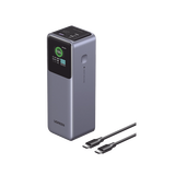 Power Bank de 25000mAh | 3 Salidas 200W Max. | USB-A + 2 USB-C | PD 3.0, QC3.0 | FCP | SCP | Pantalla Inteligente | Carcasa Ignifuga | Color Gris | Incluye Cable USB de 50cm | Carga tu Laptop de Maner