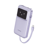 Power Bank Serie Uno | 10000mAh | 30W | con Cable USB-C Incorporado | 2 Salidas 30W Max. | Pantalla Inteligente | Carcasa Ignifuga | Aprobado por Aerolíneas.| Color Purple.