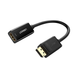 Convertidor DisplayPort a HDMI 4K| 3D | HDR | Blindaje Interno | Botón Liberador | Carcasa de ABS | Plug & Play | CE, FCC, RoHS | Cable de 25 cm (9.84 Pulgadas).
