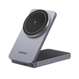 Cargador Inalámbrico 2 en 1 20W / Tecnología Qi2 15W Certificada / Carga Simultánea iPhone y AirPods / Ángulo Ajustable 70° / Diseño Plegable y Portátil / Compatibilidad Universal
