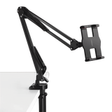 Soporte para Tableta con Brazo tipo Perezoso / Brazo Ajustable y Cabezal de 360° / 3 Perillas de Ajuste / Soporta dispositivos de 4'' a 12.9'' de hasta 1.5 KG / ABS + Metal de Alta Calidad.