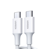 Cable USB-C a USB-C | 1 Metro | Carga Rápida de hasta 60W | Transferencia de datos de 480 Mbps | PD3.0 | QC 4.0/3.0/2.0 | FPC | AFC | Duradero y Flexible| Caja ABS | Cubierta de TPE | Color Blanco.