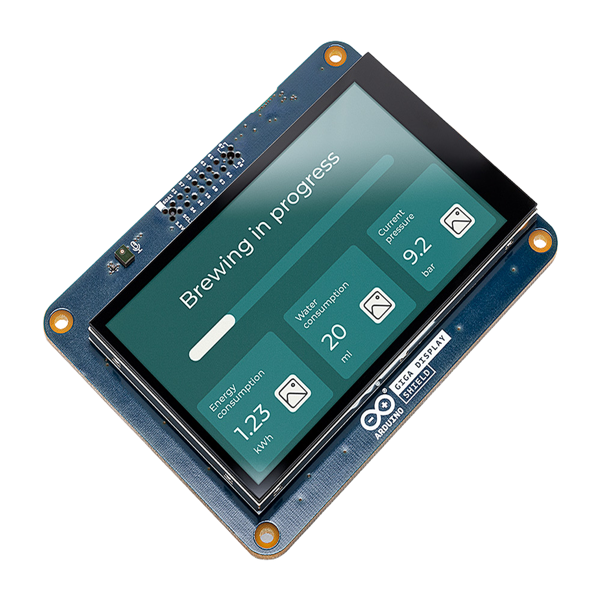 Shield Display Táctil Arduino GIGA / Pantalla TFT 3.97" 480x800 / Touch Capacitivo 5 Puntos / IMU 6 Ejes BMI270 / Micrófono Digital MEMS / LED RGB / Compatible GIGA R1 WiFi