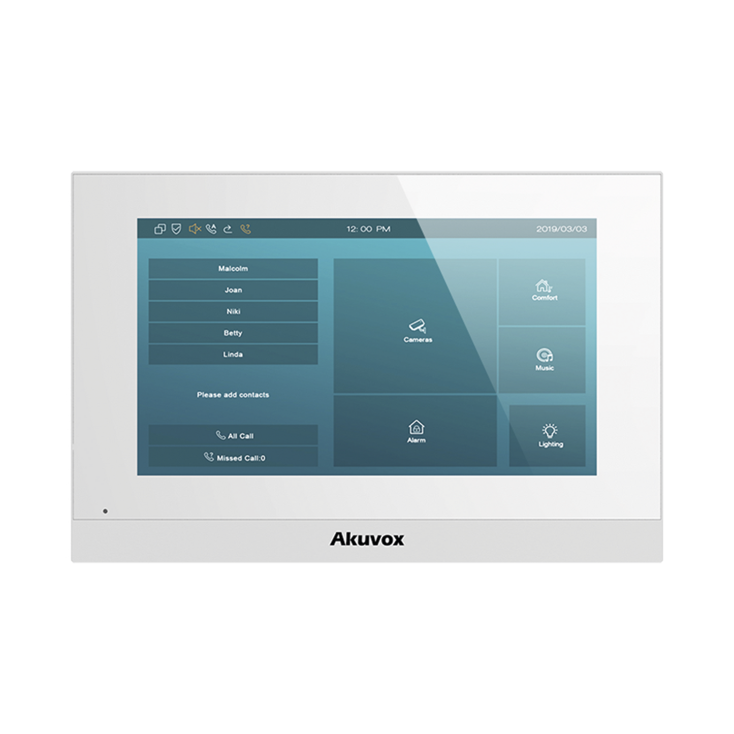 Monitor Color Blanco Linux / Pantalla Touch de 7 Pulgadas / SIP / POE / WIFI / Compatible con Frentes de Calle Akuvox