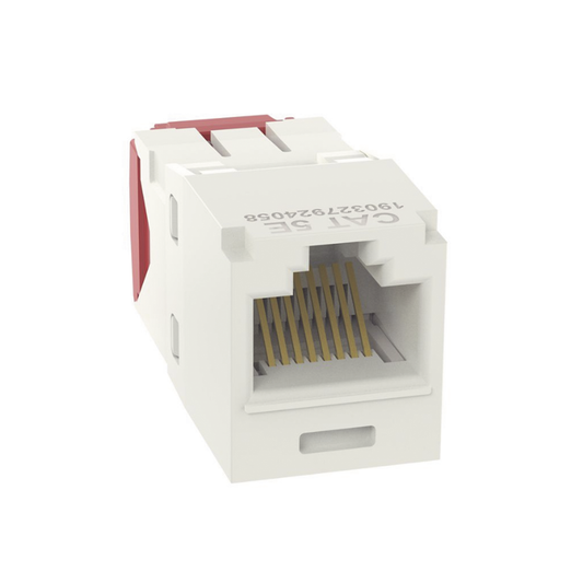 Conector Jack RJ45 Estilo TG, Mini-Com, Categor�a 5e, de 8 Posiciones y 8 Cables, Color Blanco Mate