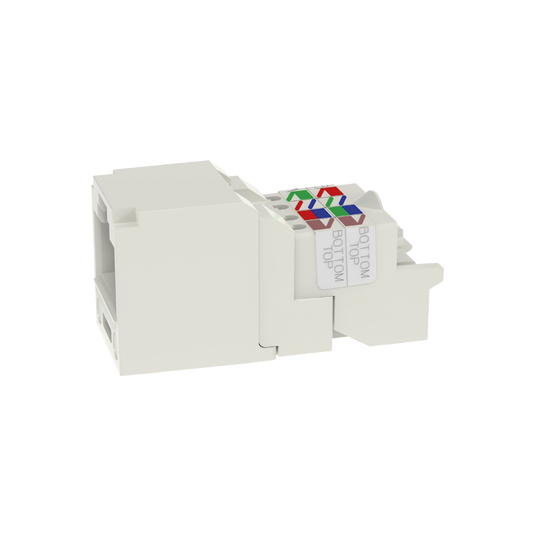 Conector Jack RJ45 Estilo TP, Mini-Com, Categor�a 6, de 8 Posiciones y 8 Cables, Color Blanco Mate
