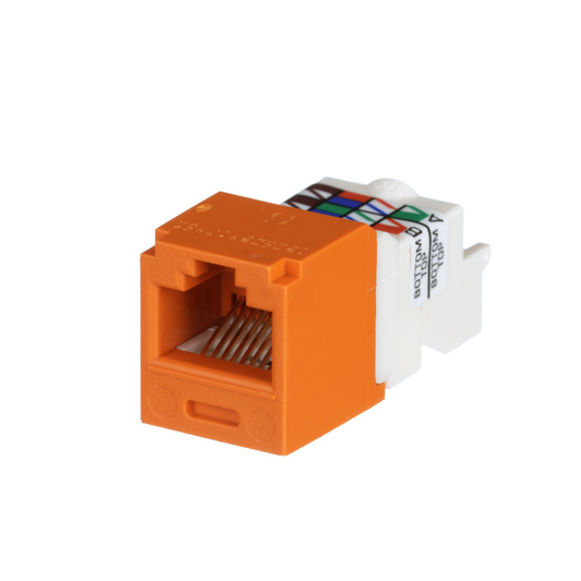 Conector Jack RJ45 Estilo TP, Mini-Com, Categor�a 6, de 8 Posiciones y 8 Cables, Color Naranja