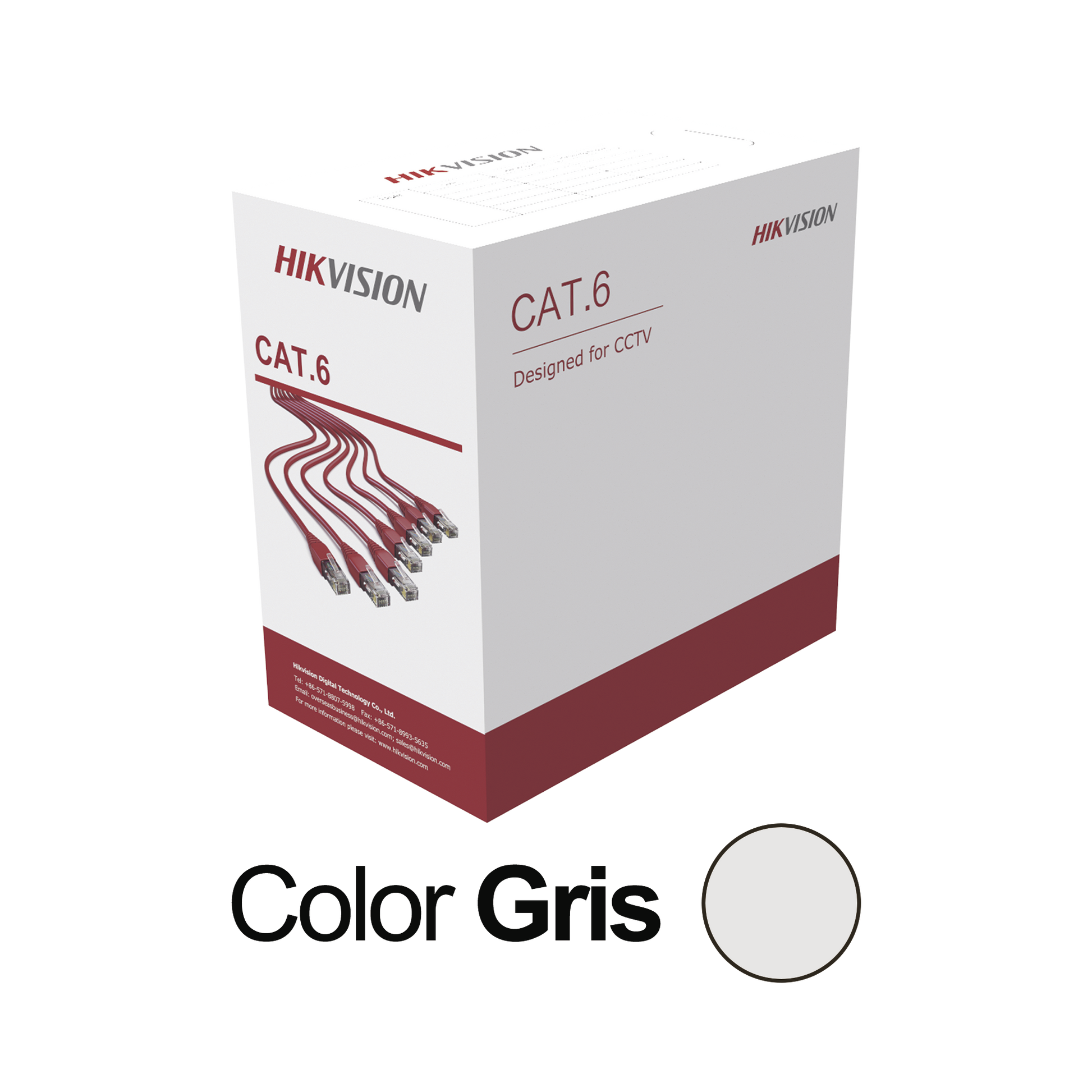 Bobina de cable UTP 305 mts / Cat6 (23 AWG) / Color Gris / PVC (CM) / Uso en Interior / 100% Cobre / Aplicaciones de CCTV y Redes de Datos