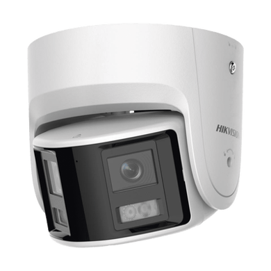 [FlexVu] [PROTECCIÓN ACTIVA] Turret IP 4 Megapixel / 2 Lentes de 2.8 mm (Imagen Panorámica 180°) / 30 mts IR / Exterior IP67 / Luz Intermitente y Alerta de Audio / Audio Bidireccional / ACUSENSE / WDR 120 dB / Micro SD