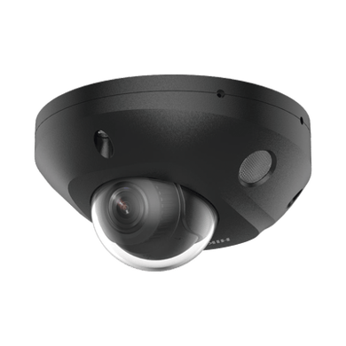 [Dual Light + 2 Micrófonos Integrados] Mini Domo IP 4 Megapixel / Color Negro / Lente 2.8 mm / 30 mts Luz Blanca + 30 mts IR / ACUSENSE / Exterior IP67 / IK08 /  WDR 120 dB / PoE / ONVIF / Alarmas I/O / Micro SD / ACUSEARCH
