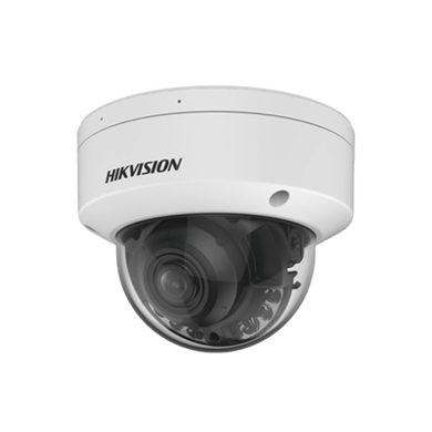 Domo IP 4 Megapixel / Lente Mot. 2.7 - 13.5 mm / Dual Light (40 mts IR + 40 mts Luz Blanca ) / SSD Integrado 1 TB / 2 Micrófonos Integrados / Alarmas I/O / IP67 / IK10 / WDR 130 dB / PoE + / AcuSense / DarkFighter S / Micro SD
