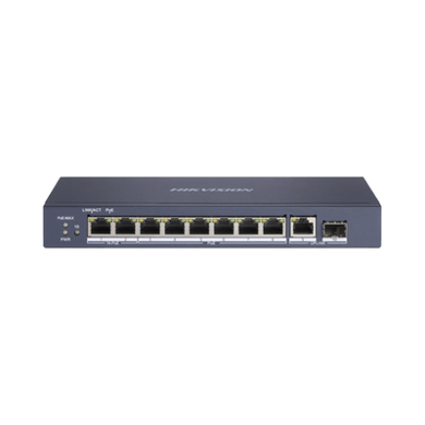 Switch PoE+ / No Administrable / 7 Puertos 1000 Mbps 802.3 af/at (30 W) / 2 Puertos 1000 Mbps Hi-PoE (90 W) / 1 Puertos 1000 Mbps Uplink / 1 Puerto SFP / Modo Extendido hasta 300 Metros / 110 Watts