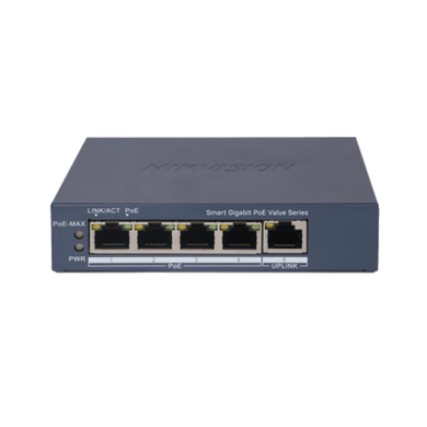 Switch PoE de 5 puertos HIKVISION DS-3E1505P-EI/M con alimentación inteligente