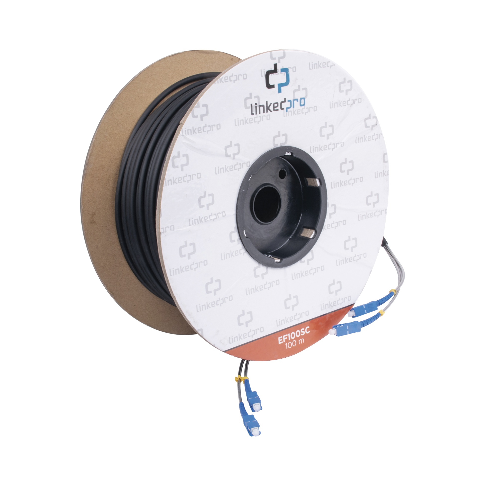 Carrete de Fibra �ptica Monomodo con Conectores SC-SC Duplex, Reforzada con Kevlar, de 100 Metros (328.08 Pies)