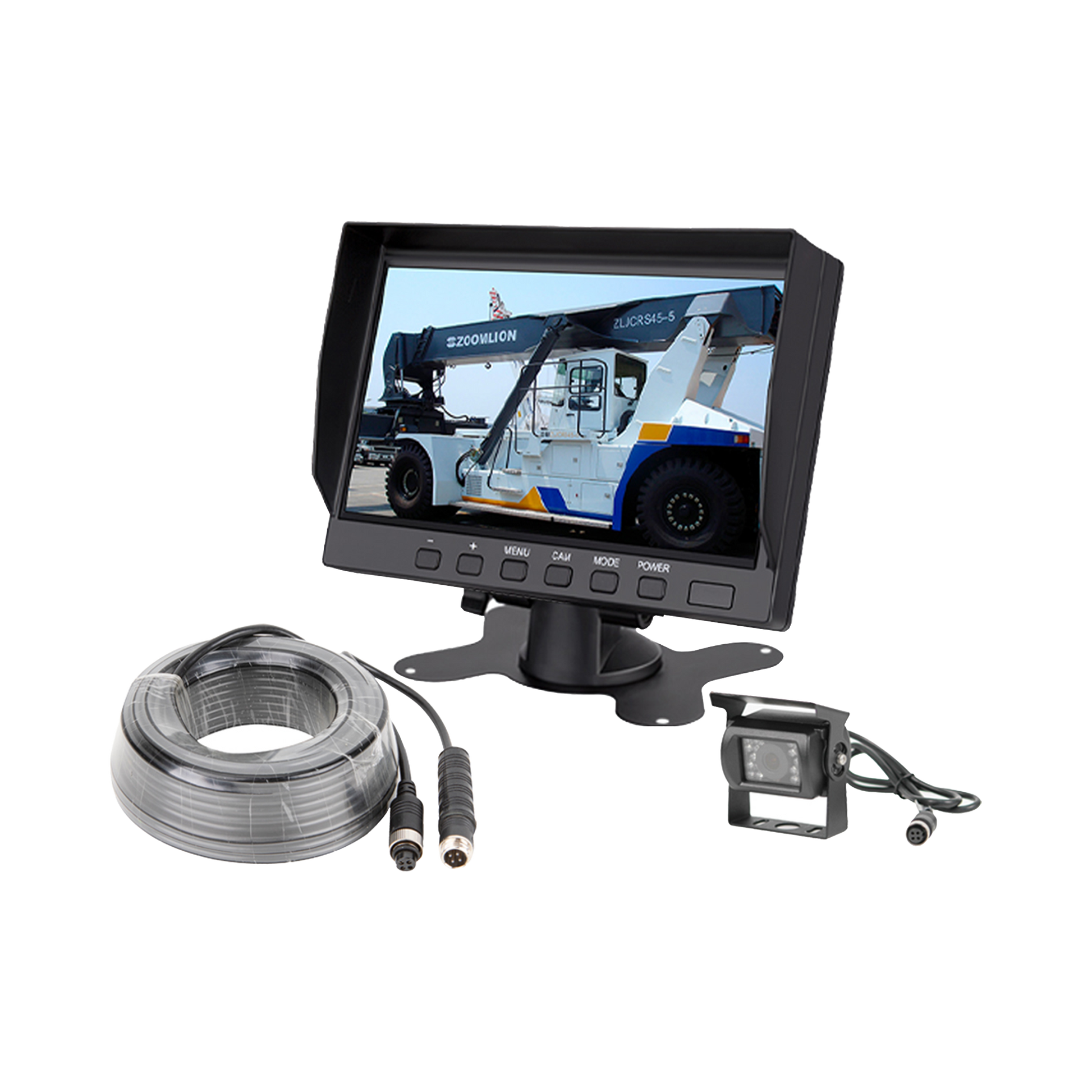 Sistema Profesional de Cámara de Reversa y Monitor Alámbrico para Vehículos de Trabajo y Montacargas