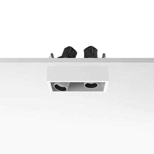 FLOS Architectural Johnny 80 Semi-Recessed 2L Square — LED 2×6.2W 21° 2700K (Blanco-Blanco)