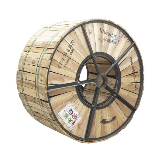 Carrete de 4 Kil�metros de Fibra �ptica para Exterior G.652D, Armada, Monomodo de 24 Hilos, Loose Tube, Color Negro, para Instalaci�n en Ducto Subterr�neo o Enterrado Directo