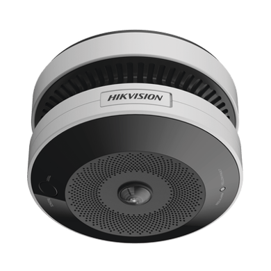 (HikFire) Mini Fisheye IP 4 Megapixel con Detector de Humo Puntual  / Autónomo / Entrada y Salida de Alarma / 15 mts IR / PoE / WDR 120 dB / Alarma de 85 dB / MicroSD 128GB / Compatible con Hik-Connect