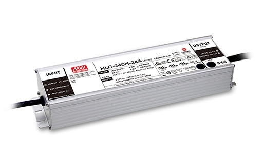 Driver LED MEAN WELL HLG-240H-48A 48V 5A 240W IP67 Regulable para Exteriores