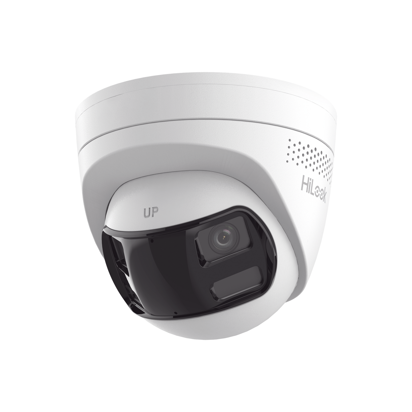 [Dual Light] Turret IP 8 Megapixel / Imagen Panorámica 180°/ PoE / Micrófono y Bocina Integrado / Exterior IP67 / Audio Bidireccional / Alarma Visual y Auditiva Integrada / Smart Supplement Light / Micro SD 512 GB