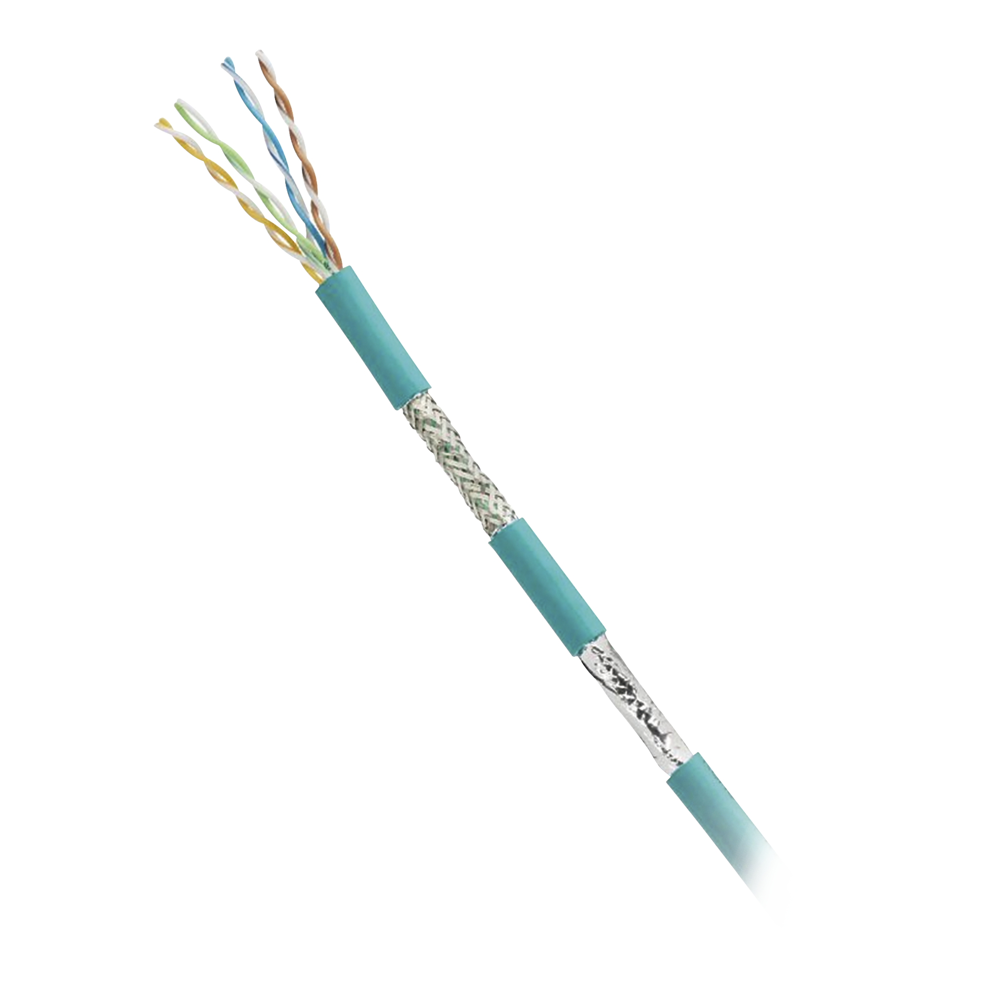 Bobina de Cable Blindado SF/UTP Categoría 5e de 4 Pares, Uso Industrial con Resistencia al Aceite y Rayos UV, Multifilar 24/7 (Flexible), Color Azul Cerceta, Bobina de 305 Metros (1000 Pies)
