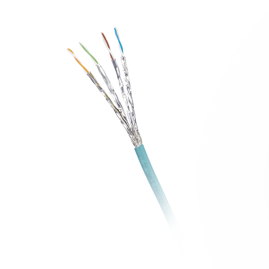 Bobina de Cable Blindado S/FTP Categor�a 6A, Uso Industrial con Resistencia al Aceite, Rayos UV y Abrasi�n, Multifilar (Flexible), Color Azul Cerceta, Bobina de 500 Metros (1640 Pies)